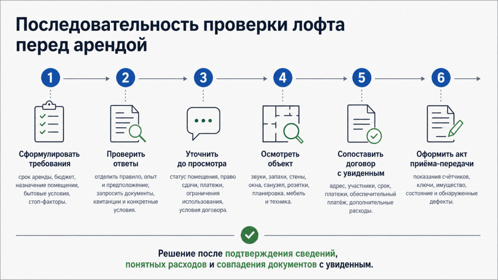Последовательность проверки лофта перед арендой